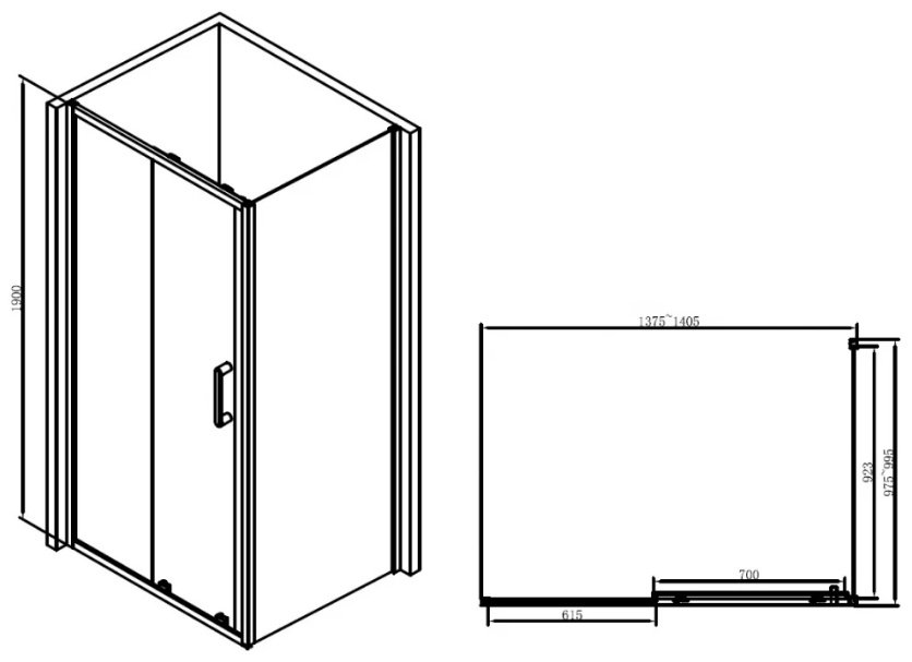 Душевое ограждение Abber двухстенное AG30140B-S100B, 1000х1900 мм купить,NaN