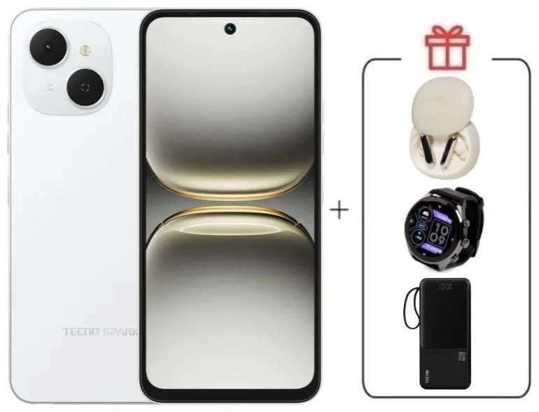 Смартфон Tecno Spark 40C 8/128Gb Veil White + подарок купить,NaN