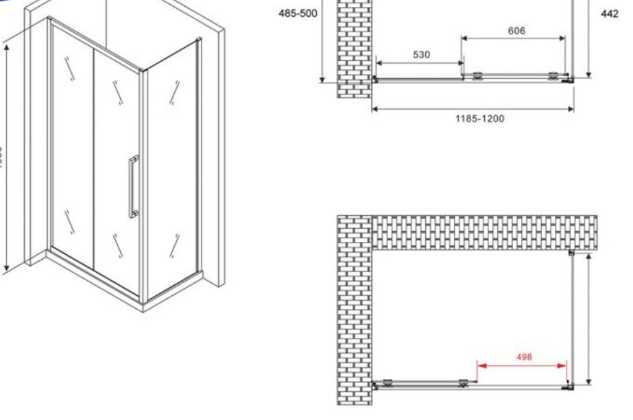 Душевое ограждение Abber двухстенное AG30120MH-S50M, 500х1950 мм купить,NaN