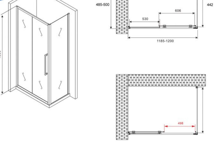 Душевое ограждение Abber двухстенное AG30120MH-S50M, 500х1950 мм купить,NaN