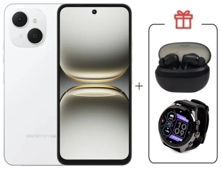 Смартфон Tecno Spark 40C 8/128Gb Veil White + подарок купить,NaN