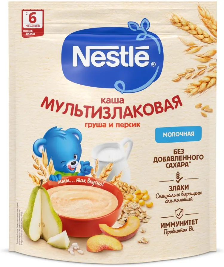 Детская каша Nestle молочная мультизлаковая груша, персик с 6 месяцев 200 г бифидобактерии BL - ForteMarket Детская каша Nestle молочная мультизлаковая груша, персик с 6 месяцев 200 г бифидобактерии BL купить,NaN