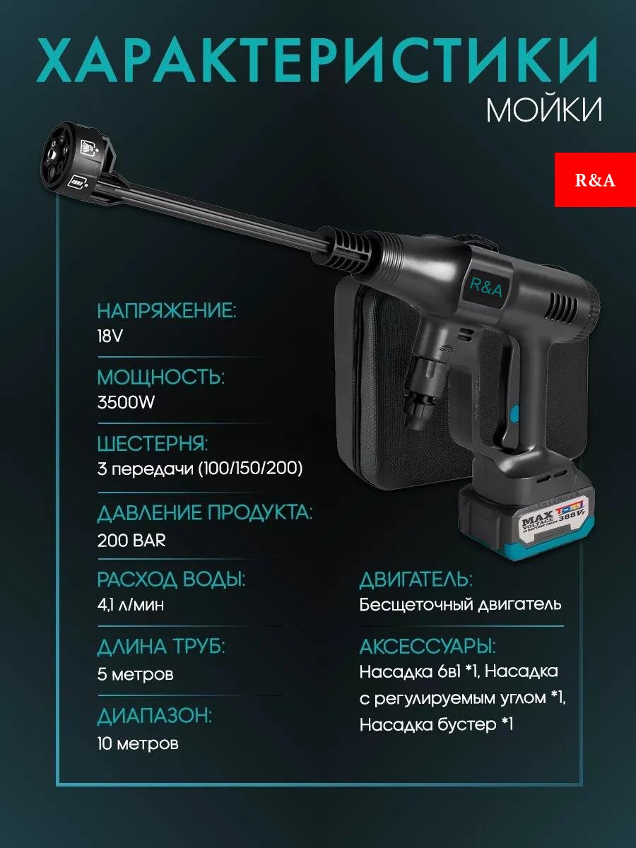 Мойка высокого давления R&A аккумуляторный 200 бар, RA-VD2020 - ForteMarket Мойка высокого давления R&A аккумуляторный 200 бар, RA-VD2020 купить,0