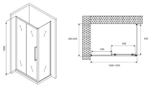 Душевое ограждение Abber двухстенное AG30130H-S90, 900х1950 мм купить,NaN