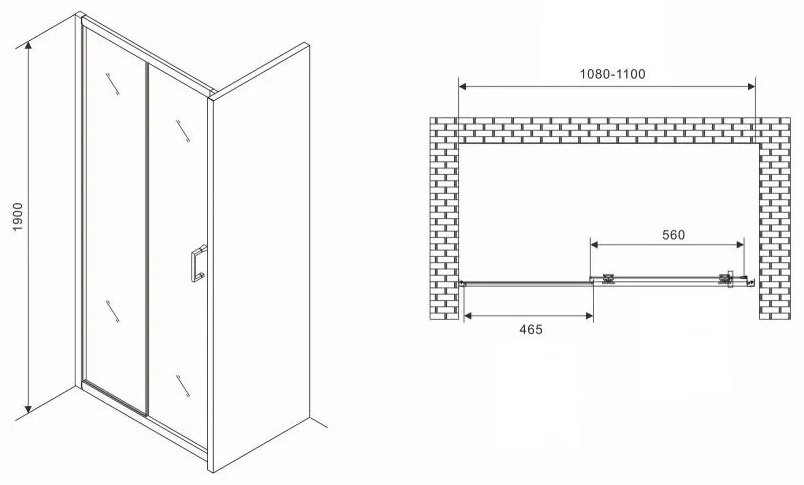 Душевое ограждение Abber одностенное Schwarzer Diamant AG30110B5, 1х110х190 мм купить,NaN