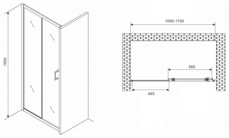 Душевое ограждение Abber одностенное Schwarzer Diamant AG30110B5, 1х110х190 мм купить,NaN