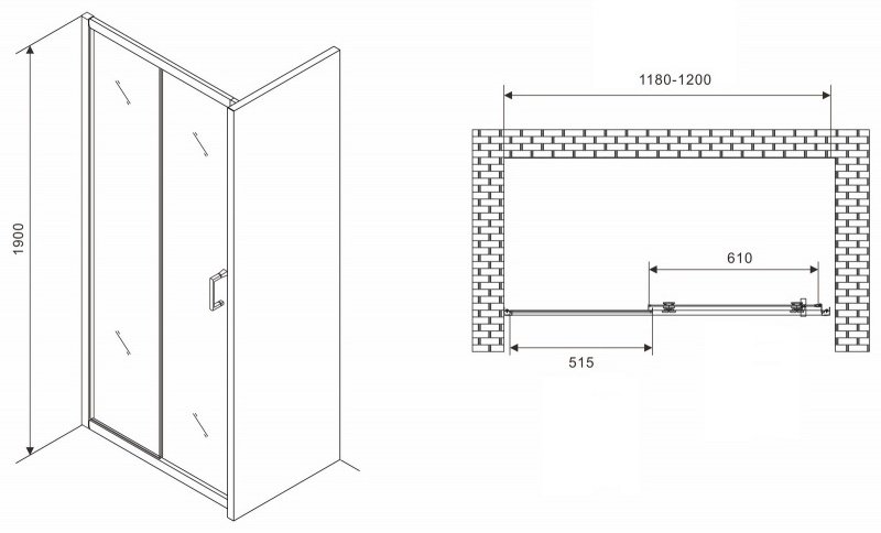 Душевое ограждение Abber одностенное Schwarzer Diamant AG301205 купить,0