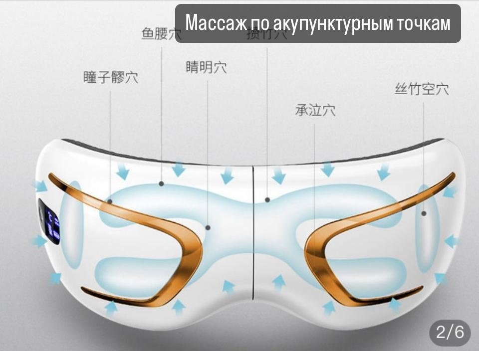Массажер AUX Массажер для глаз очки акупунктурный, вибрационный, воздушно-компрессионный, надавливающий, разминающий купить,0