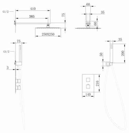 Душевая система Abber Daheim AF8251NG графит купить,486600
