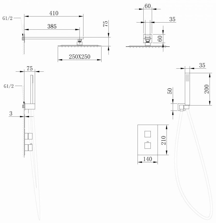 Abber душевой набор (гарнитур) Daheim AF8251SP - ForteMarket Abber душевой набор (гарнитур) Daheim AF8251SP купить,0