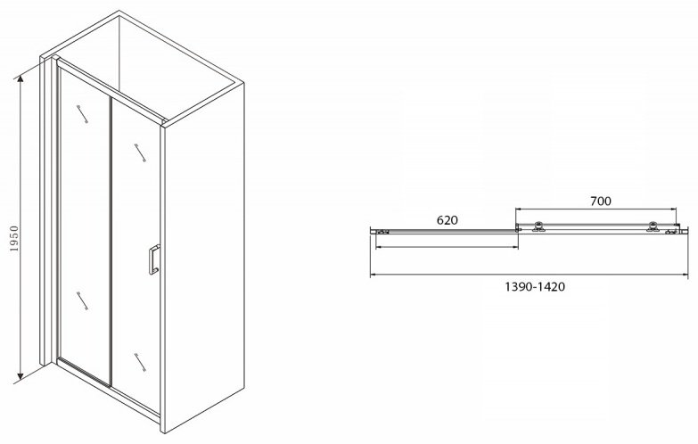 Душевое ограждение Abber одностенное Schwarzer Diamant AG30140B, 140х195 мм купить,NaN