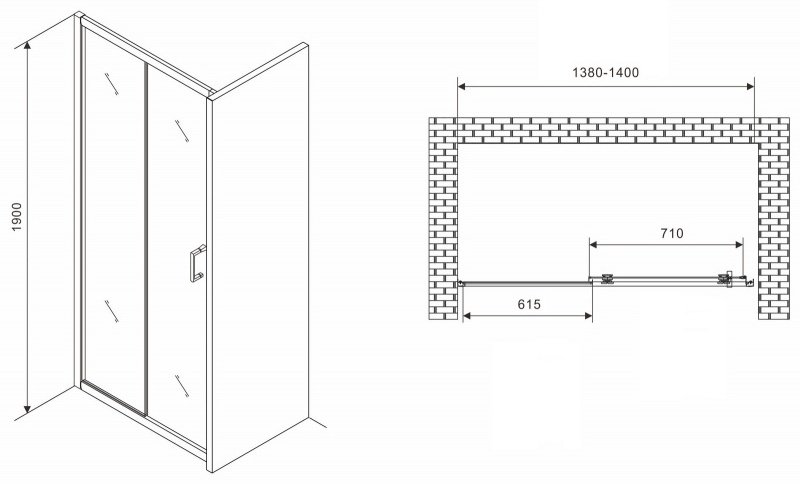 Душевое ограждение Abber одностенное Schwarzer Diamant AG30140B5, 140х140х190 мм купить,NaN