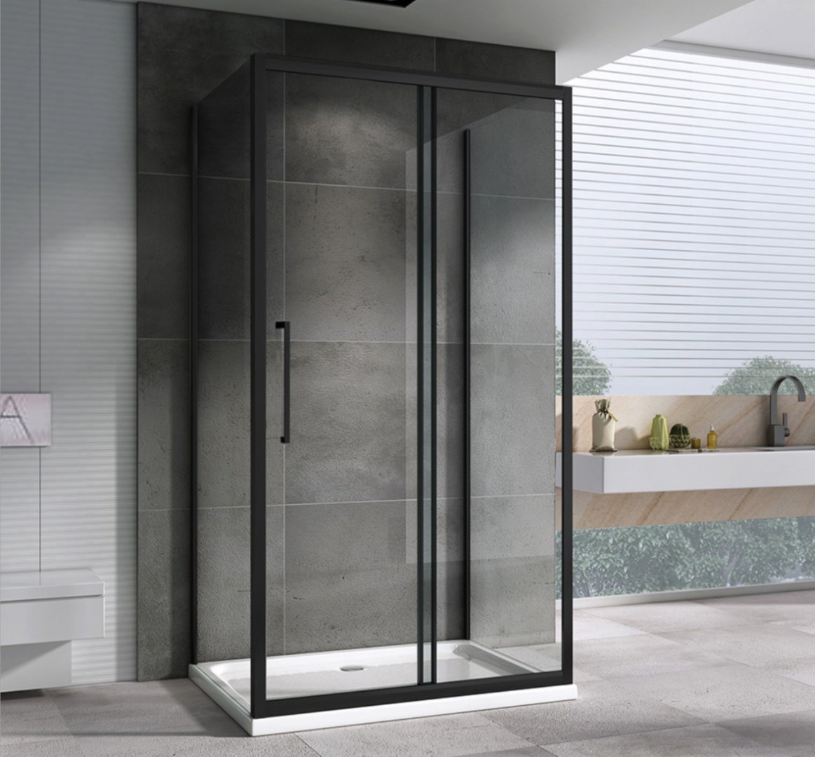 Душевое ограждение Abber трехстенное AG30130BH-S60B-S60B, 1300х1950 мм купить,NaN