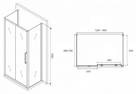 Душевое ограждение Abber трехстенное AG30130H-S70-S70, 700х1950 мм - ForteMarket Душевое ограждение Abber трехстенное AG30130H-S70-S70, 700х1950 мм купить,0