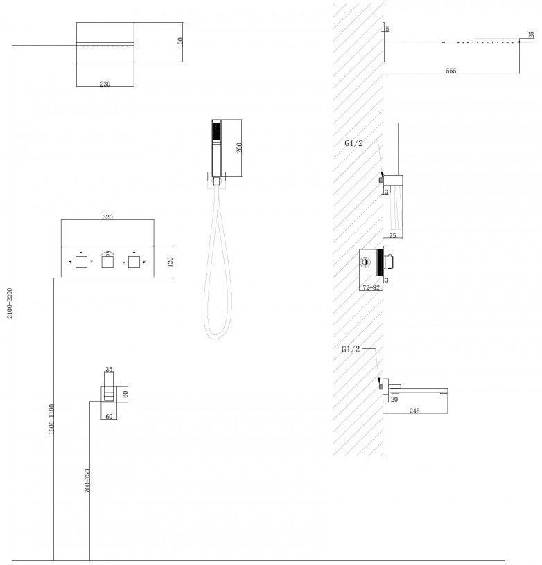 Abber душевой набор (гарнитур) Daheim AF8253NG - ForteMarket Abber душевой набор (гарнитур) Daheim AF8253NG купить,0