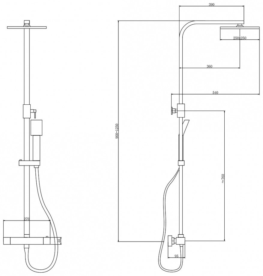 Душевая стойка Abber Daheim AF8260B черный матовый