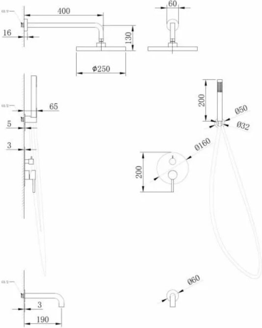 Душевая система Wasser Kreis Abber AF8117G золото купить,368390
