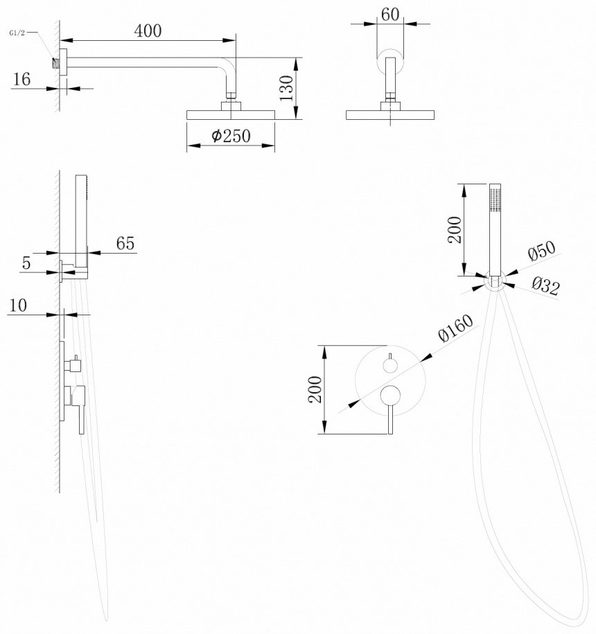 Душевая система Abber Emotion AF8818NG графит купить,329890