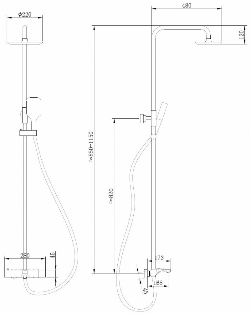 Душевая стойка Abber Thermostat AF8516NG графит купить,517700
