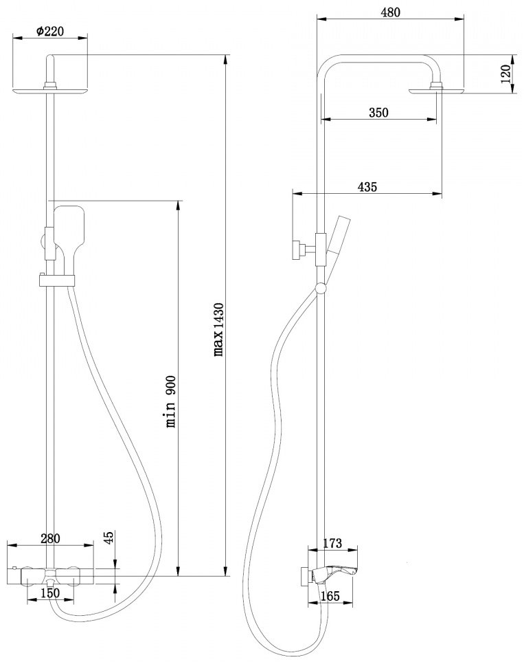 Душевая стойка Abber Thermostat AF8516GL золотистый купить,478600