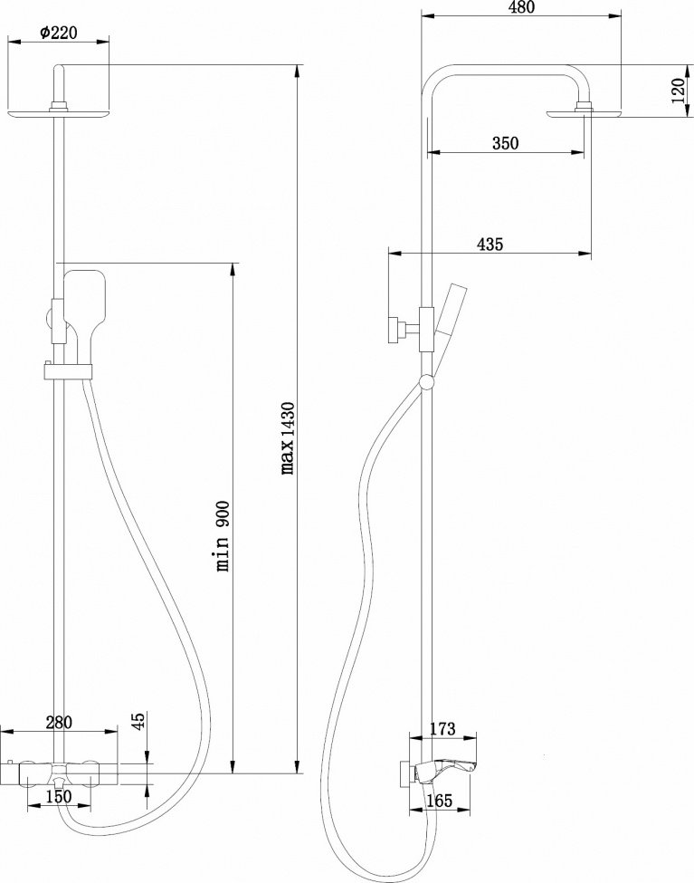 Душевая стойка набор Abber Thermostat AF8516SPL хром сатин