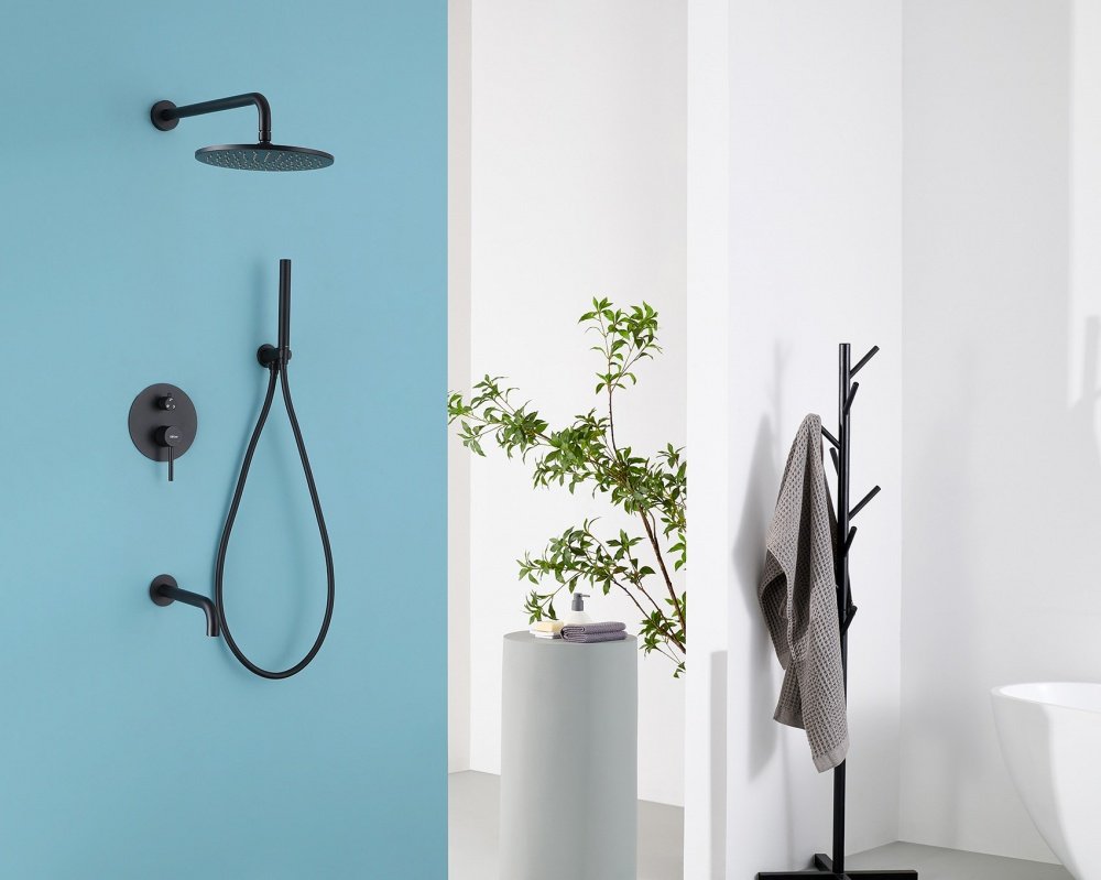 Душевая система Abber Wasser Kreis AF8117B черный матовый