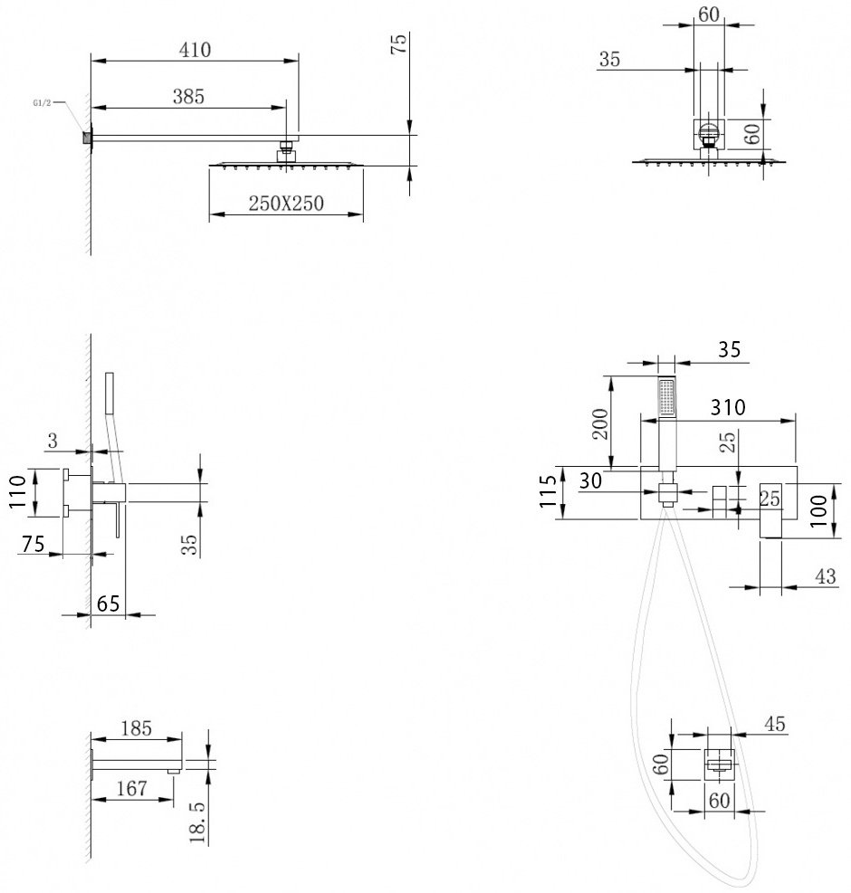 Abber душевой набор (гарнитур) AF8217G купить,0