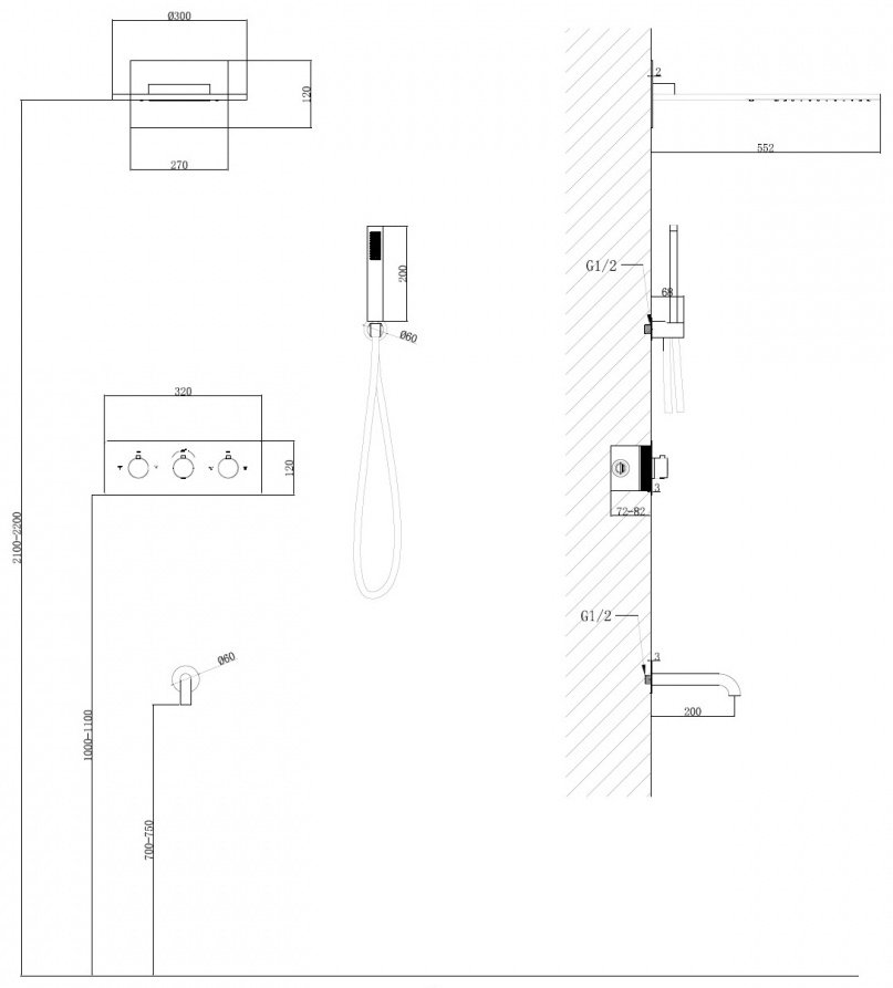 Душевая система Abber Wasser Kreis AF8150 хром