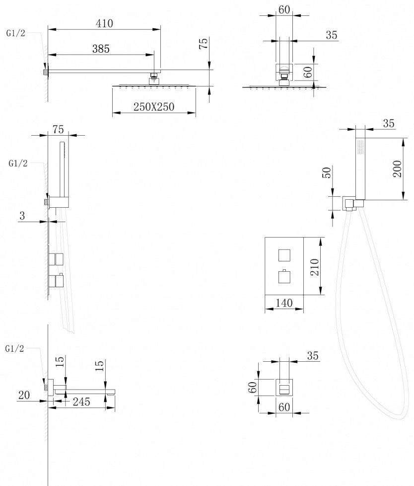 Душевая система Abber Daheim AF8250 хром