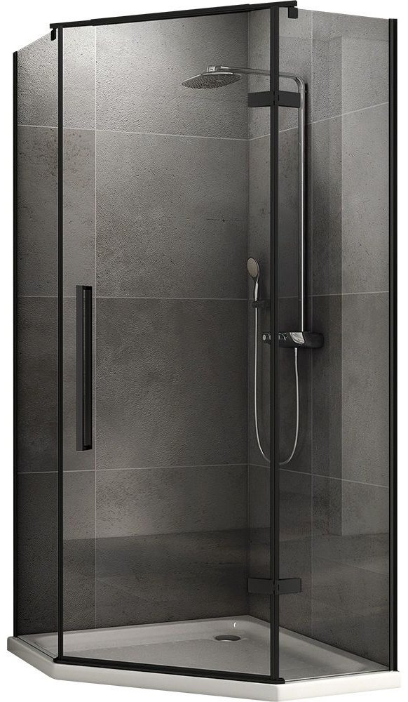 Душевое ограждение Abber двухстенное Ewiges Wasser AG05090B с душевой стойкой Wasserfall , 90х90х195 мм