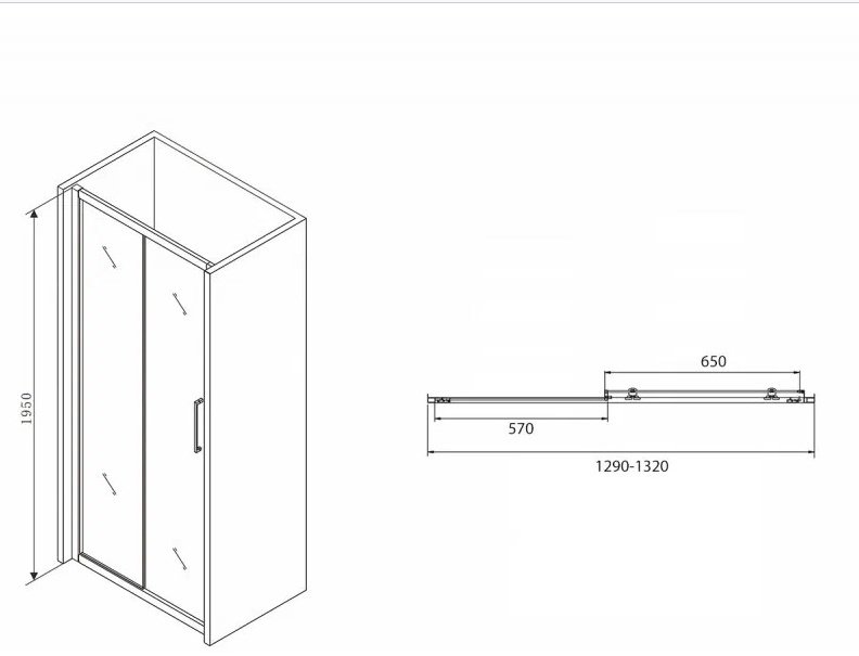Душевое ограждение Abber одностенное AG30130MH, 1300х1950 мм