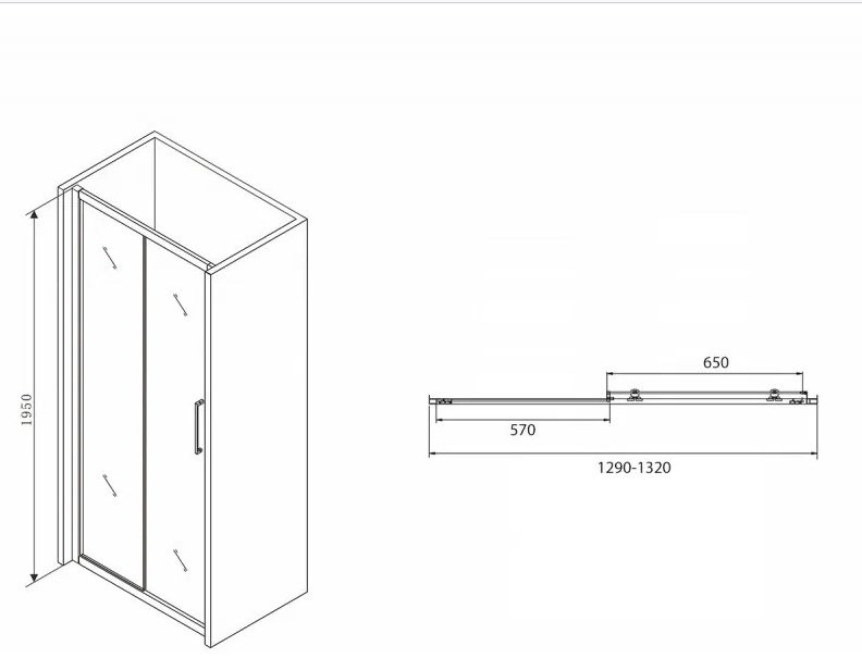 Душевое ограждение Abber одностенное AG30130MH, 1300х1950 мм купить,NaN