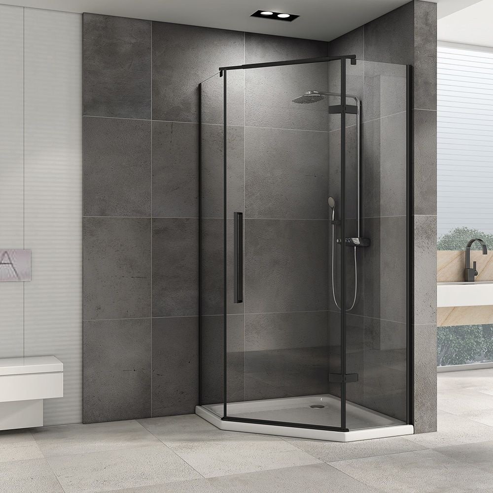 Душевое ограждение Abber двухстенное Ewiges Wasser AG05090B с душевой стойкой Wasserfall , 90х90х195 мм