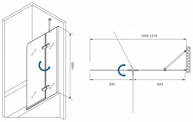 Душевое ограждение Abber одностенное Ewiges Wasser AG51120, 1х120х140 мм купить,NaN