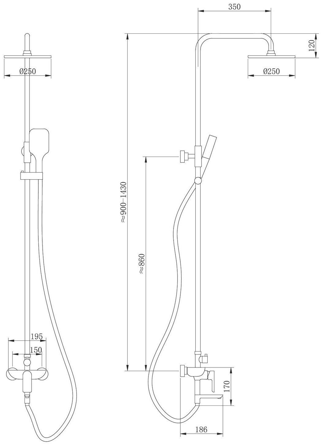 Душевая стойка Abber Weiss Insel AF8016FWL белая