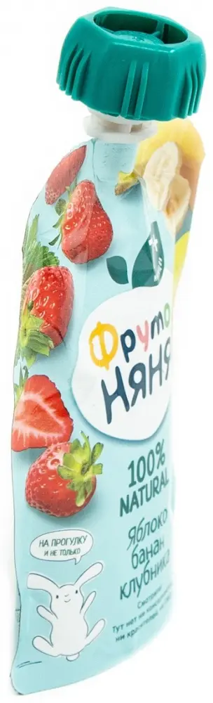 Детское пюре ФрутоНяня клубника, яблоко, банан 90 г, с 7 месяцев
