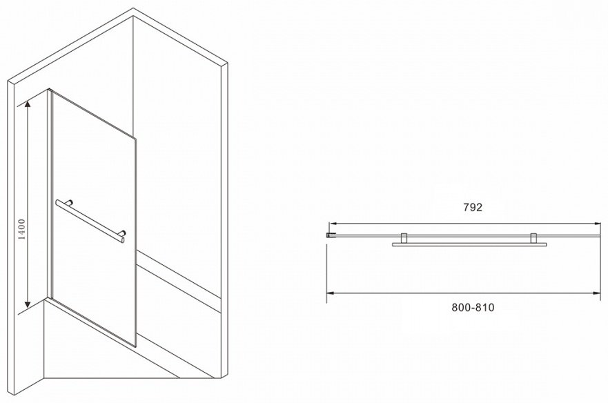 Душевое ограждение Abber одностенное Immer Offen AG70080B, 1х80х140 мм купить,NaN