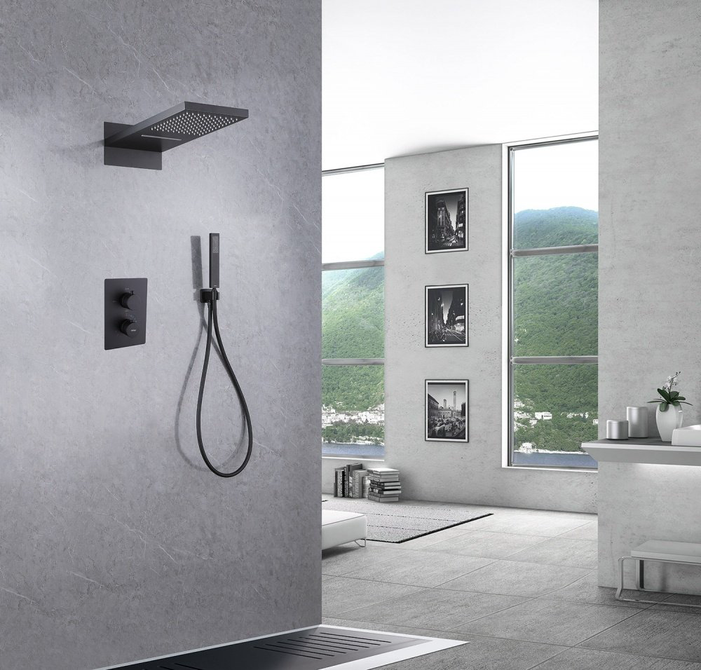 Душевая система Abber Weiss Insel AF8052B черный матовый купить,693100