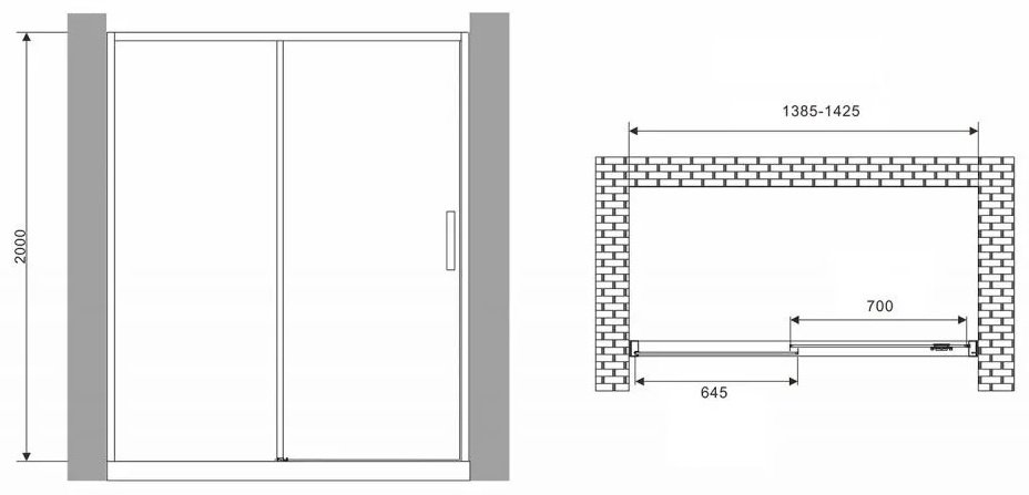 Душевое ограждение Abber одностенное Komfort AG93140B, 1х140х200 мм купить,0