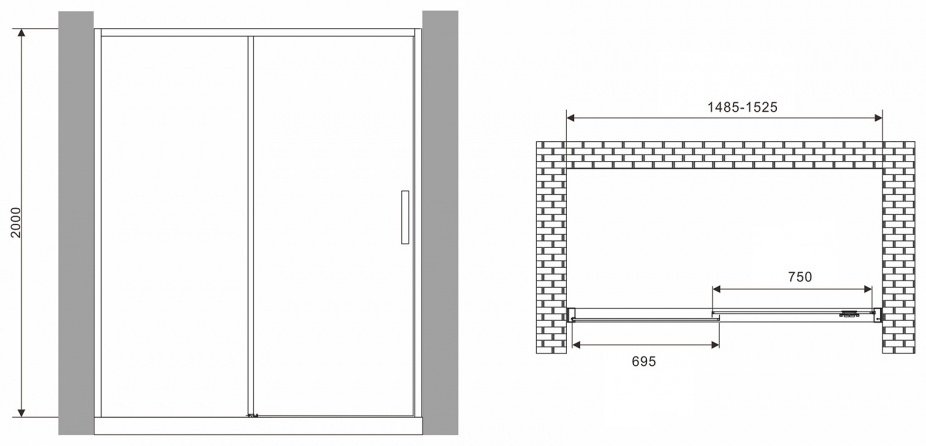 Душевое ограждение Abber одностенное Komfort AG93150, 1х150х200 мм купить,0