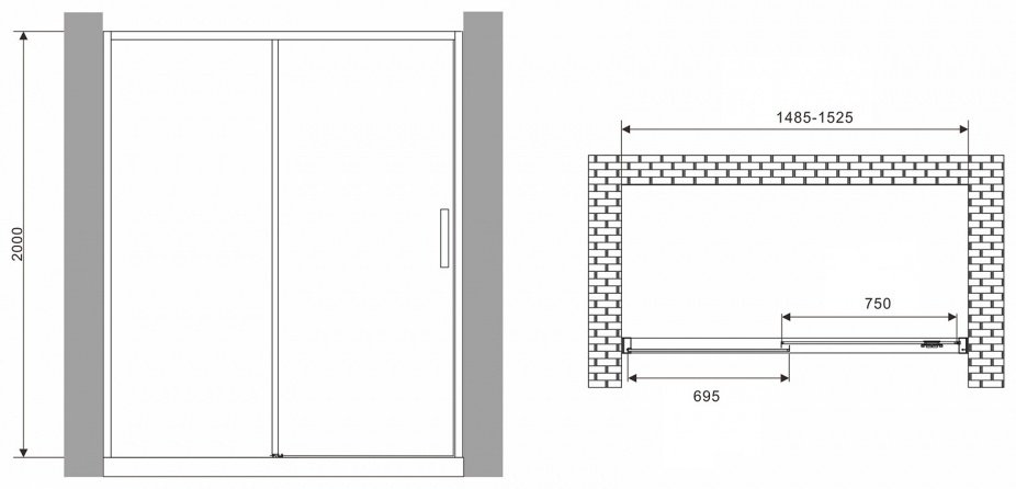 Душевое ограждение Abber одностенное Komfort AG93150, 1х150х200 мм купить,NaN