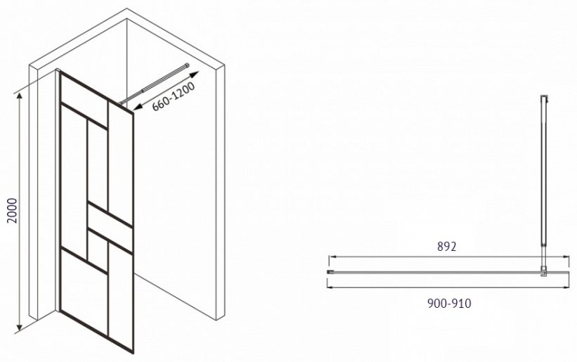 Душевое ограждение Abber одностенное mmer Offen AG63090B, 90х90х200 мм