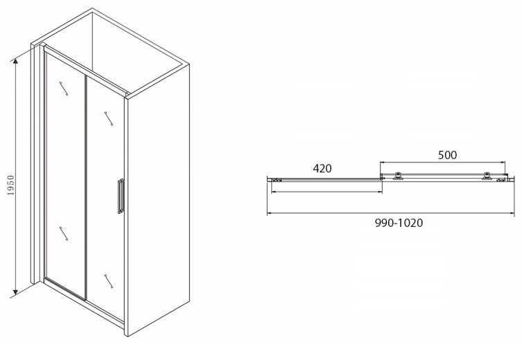 Душевое ограждение Abber одностенное Schwarzer Diamant AG30100BH, 100х100х195 мм - ForteMarket Душевое ограждение Abber одностенное Schwarzer Diamant AG30100BH, 100х100х195 мм купить,0