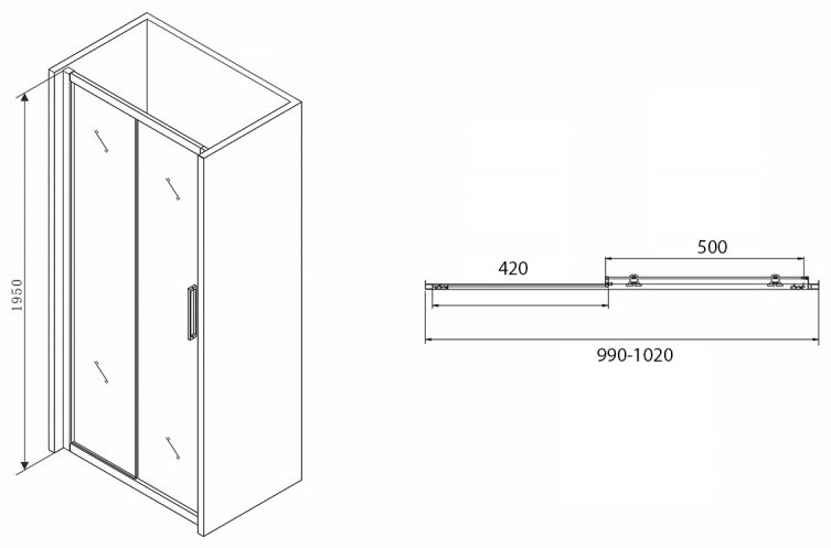Душевое ограждение Abber одностенное Schwarzer Diamant AG30100BH, 100х100х195 мм