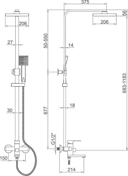 Душевая стойка Accoona A83310 хром купить,NaN