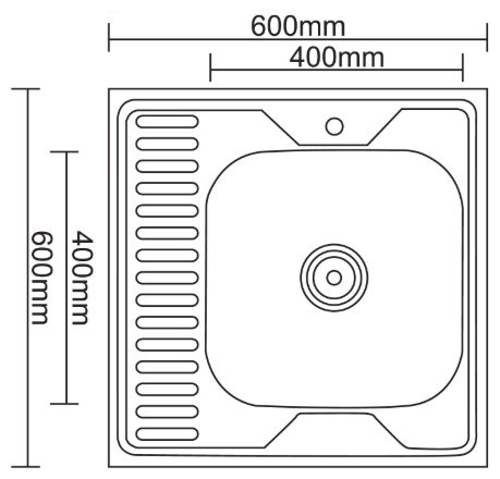 Кухонная мойка Accoona AD6060-4R накладная 60х60х16.5 см, нержавеющая сталь, тон алюминиум купить,0