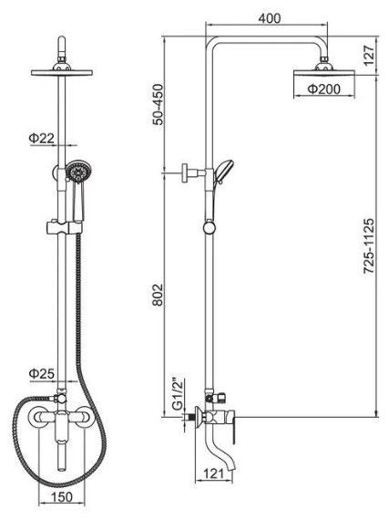 Душевая стойка Accoona A8354-1 хром купить,NaN