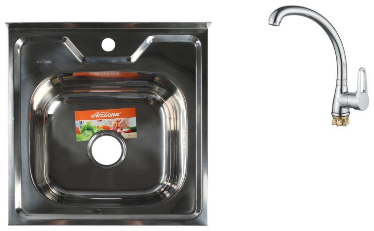 Кухонная мойка Accoona AB5050 накладная 50х50х16.5 см, нержавеющая сталь, тон алюминиум