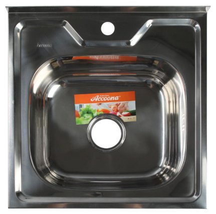 Кухонная мойка Accoona AB5050 накладная 50х50х16.5 см, нержавеющая сталь, тон алюминиум
