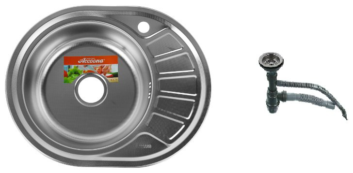 Кухонная мойка Accoona AC4557-L врезная 57х45х16.5 см, нержавеющая сталь, тон алюминиум купить,NaN